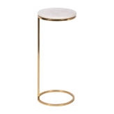 Mercer41 24"H Metal/Marble Drink Table in White/Gold with Iron Frame ...